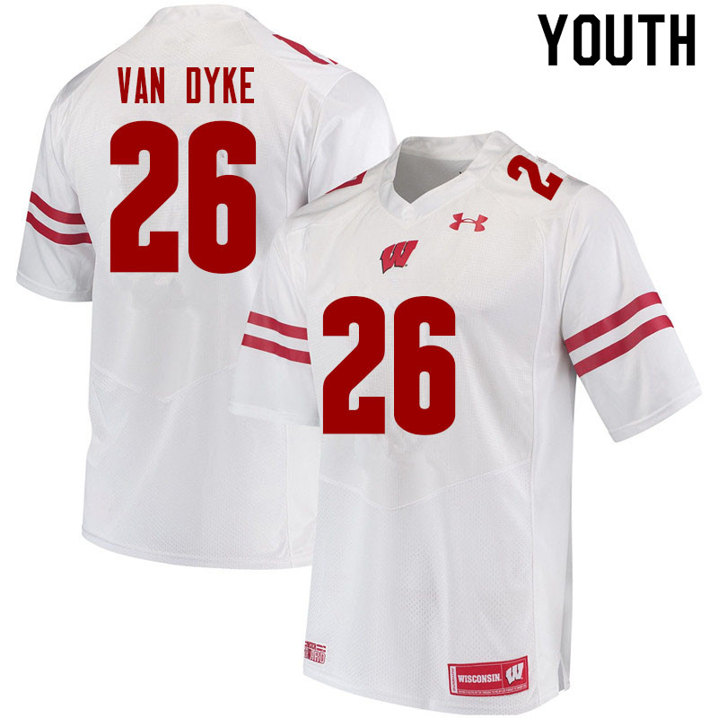 Wisconsin Badgers Youth #26 Jack Van Dyke NCAA Under Armour Authentic White College Stitched Football Jersey RP40E11RM
